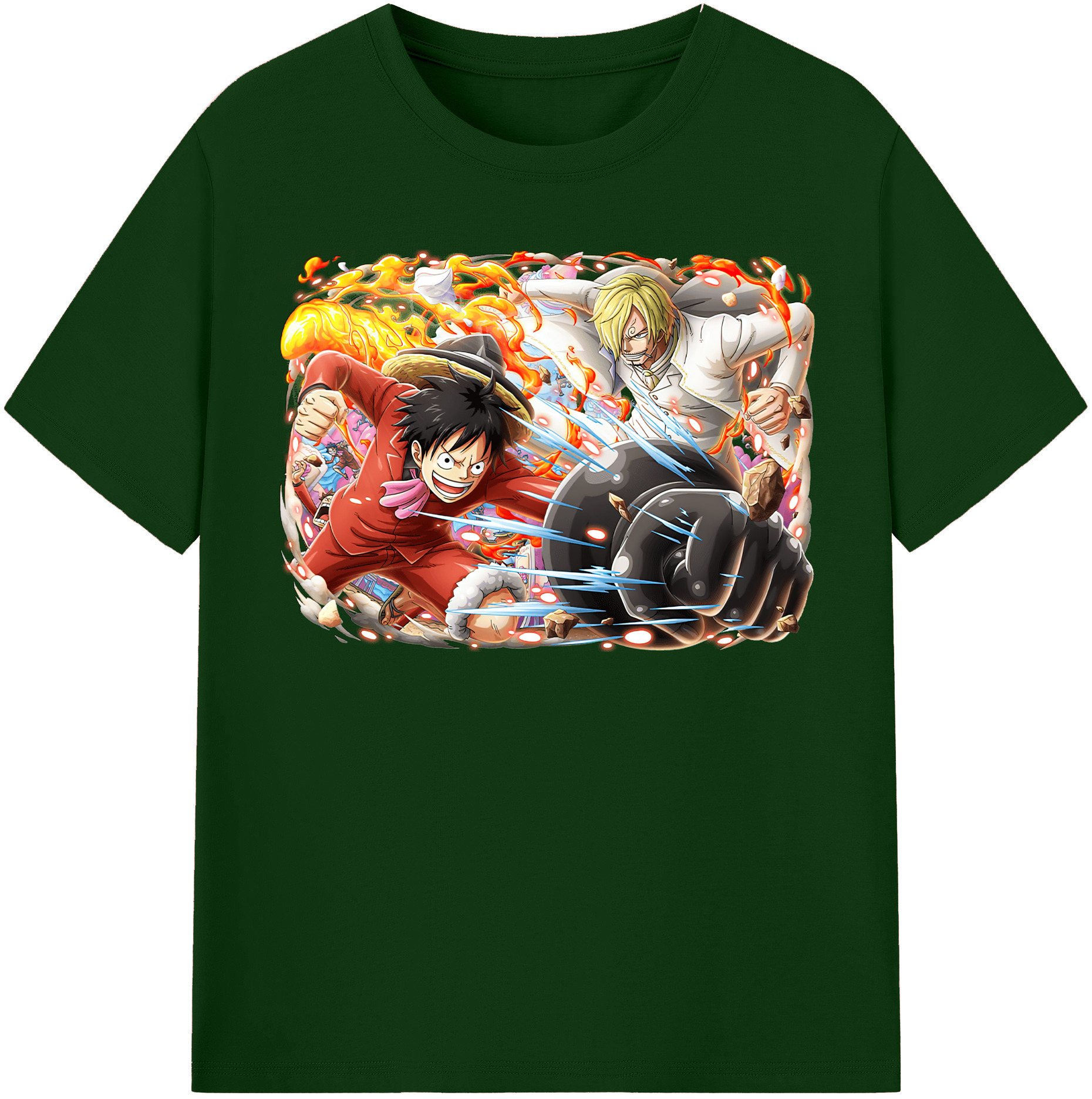 ワンピース モンキー・D・ルフィ ONE PIECE Monkey D. Luffy 綿100％半袖Tシャツ（フロントプリント）